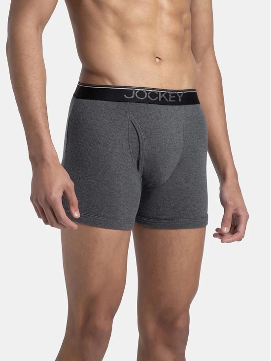 Jockey 8009 Men Super Combed Cotton Rib Solid Boxer Brief - Navy/Charcoal Mel/Grey Mel (Pack of 3) - None