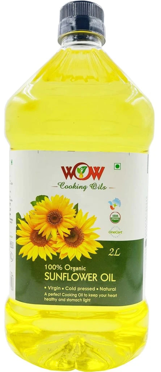 WOW Cooking Oils Certified Organic Virgin Cold Pressed Sunflower Cooking Oil (2 LTR X 4)+3 RAW Honey 55GM