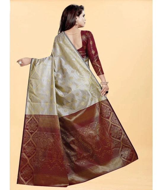 Gazal Fashions - Cream Banarasi Silk Saree With Blouse Piece ( Pack of 1 ) - Cream