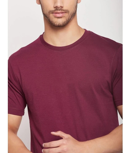 UNIBERRY Cotton Regular Fit Solid Half Sleeves Mens T-Shirt - Wine ( Pack of 1 ) - None