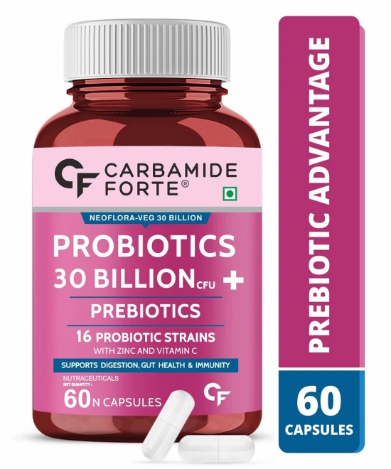 Carbamide Forte Probiotics Supplement 30 Billion for Women  Men - 60 Veg Capsules- 16 probiotic strains with zinc and vitamin c-Carbamide Forte Probiotics Supplement 30 Billion for Women & Men -