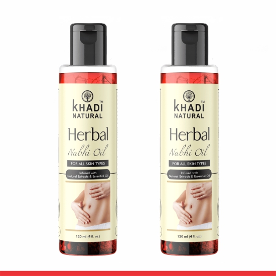 Khadi Natural Nabhi - Oil | 1000 Year Old Kshir Pak Vidhi, Bhringraj & 17 Rare Herbs With 5 Nourishing Oils | No Mineral Oil 120 ML Pack 2