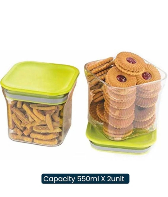 HOMETALES Multi-Purpose Container 1100mlx1,550mlx2,Green Lid (3U) - Green