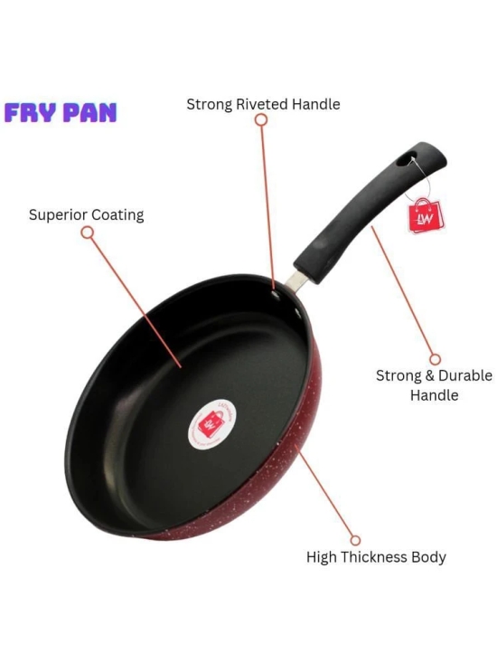 LAZYWINDOW Fry Pan & Tawa Maroon Hard Anodised Non-Stick Cookware Sets ( Set of 1 )