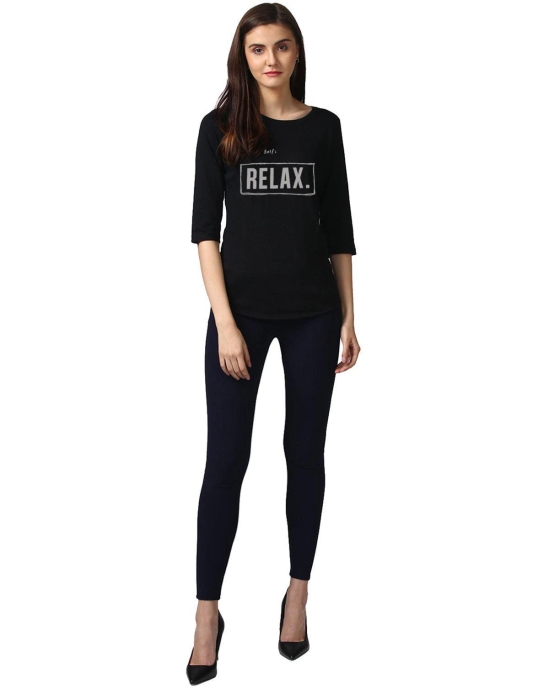 Womens 34U Noterelax Printed Black Color Tshirts-Black / Large / 100% Bio Wash Cotton