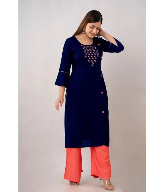 Kapadia - Navy Blue Rayon Womens Straight Kurti ( Pack of 1 ) - None