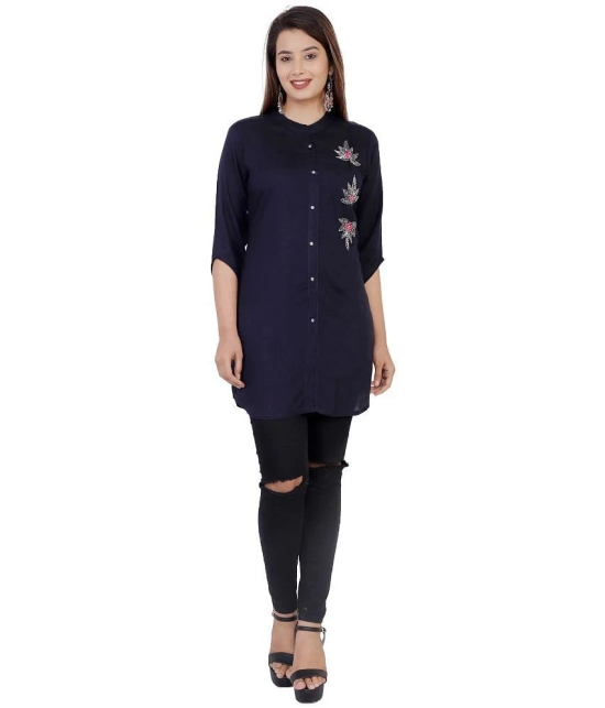 JC4U - Blue Rayon Womens Straight Kurti ( Pack of 1 ) - None