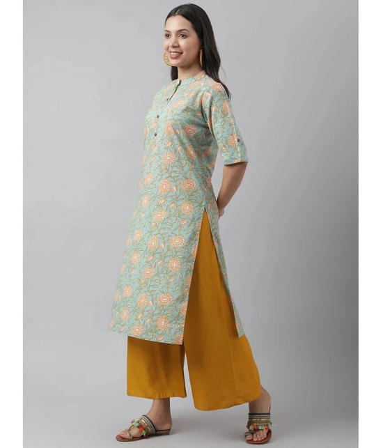 Divena - Sea Green Cotton Womens Straight Kurti ( Pack of 1 ) - None