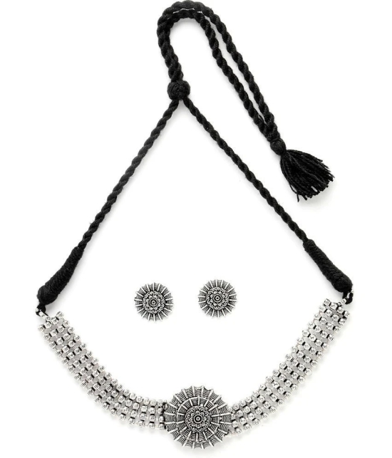 Sukkhi Silver Alloy Necklace Set ( Pack of 1 ) - Silver