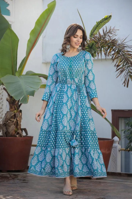 Wedding Party Ethnic Dress | Women Frill Dress | A-Line Dress for Women Stylish Kurti for Women-M