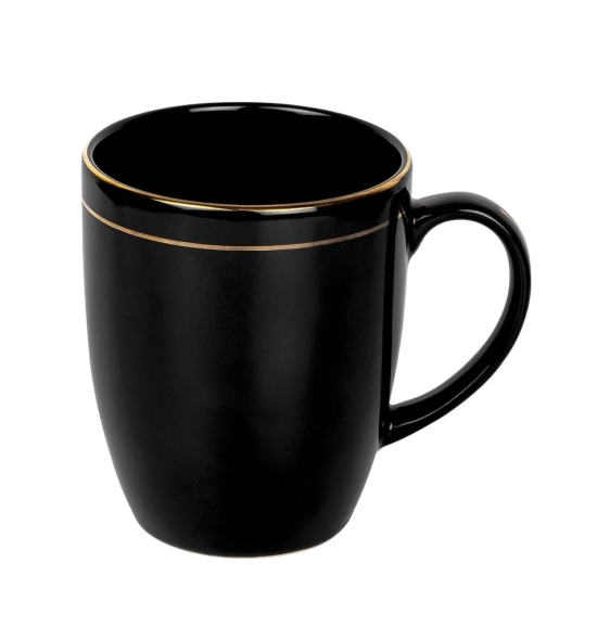 Femora Black Color Gold Line Ceramic Coffee Mug - 300 ML, 3 pcs