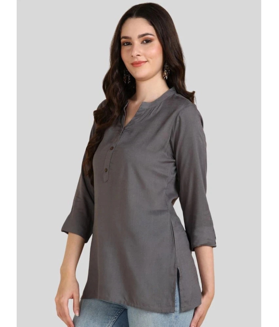 PPTHEFASHIONHUB Rayon Solid Straight Womens Kurti - Grey ( Pack of 1 ) - None