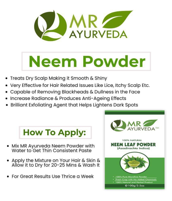 MR Ayurveda Organic Neem Powder Face Pack Masks 100 gm