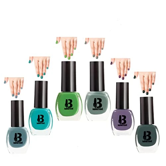 BANETION|JADE-03|Quick Drying | No Harmful Chemicals | No Chip Formula | Glossy Finish | Long Lasting | Smooth Application| High Shine Nail Polish For Women Pack of 6 (9ML)