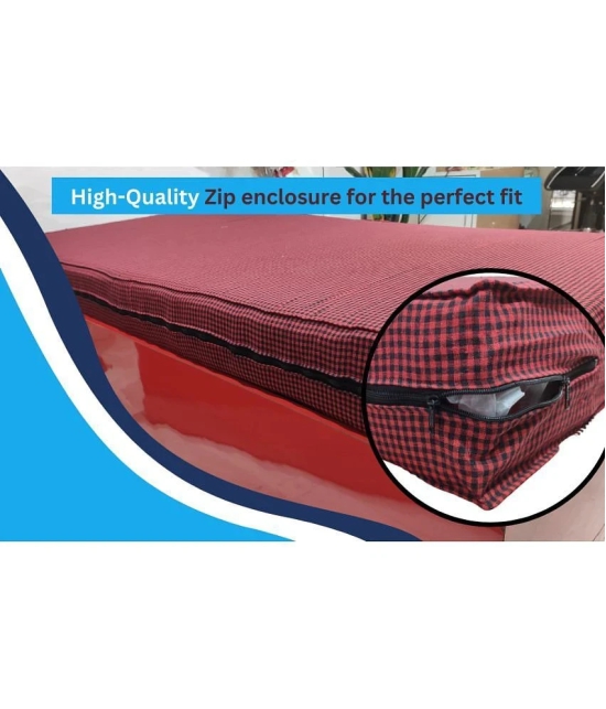 Abhikram Red Cotton Mattress Cover - Double