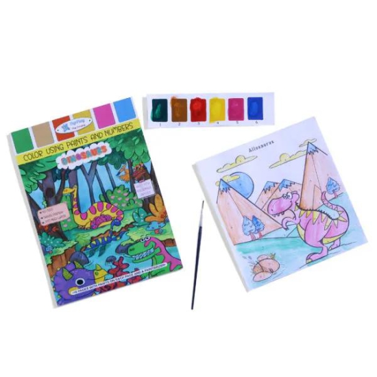 Dinosaurs Coloring Book - Colour Using Paints & Numbers