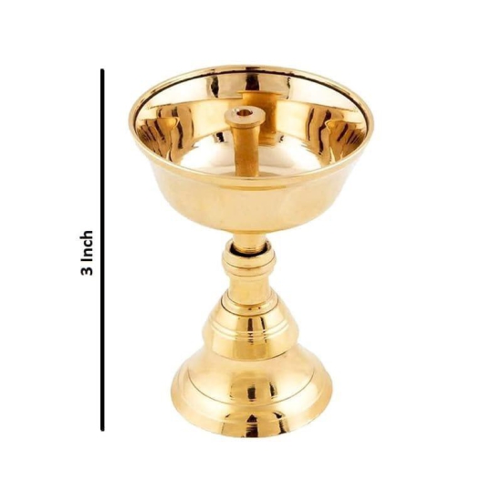 DOKCHAN Pure Brass Pyali Diya with Stand/ Oil Lamp use for Pooja and Temple decore/ Home use Pyali Stand