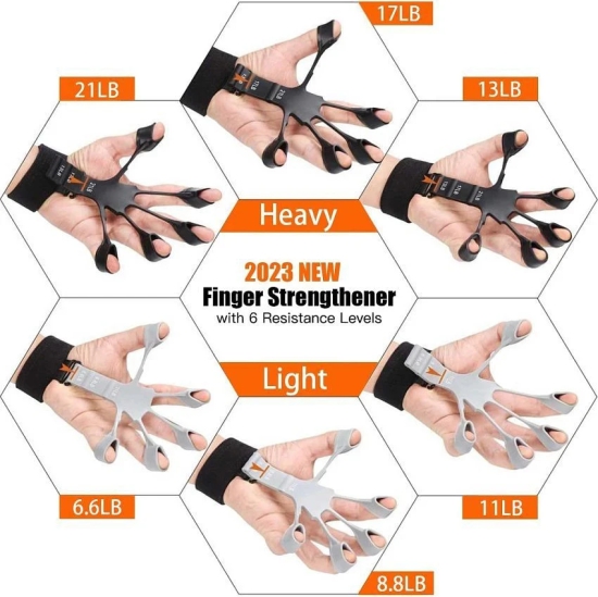 HORSE FIT  New Finger Gripper Strengthener - Adjustable Finger Exerciser and Finger Stretcher - Grip Strength Trainer for Hand Therapy, Rock Climbing - Relieve Pain for Arthritis, Carpal Tun