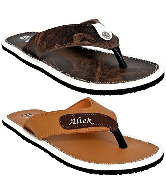 Altek Brown Mens Thong Flip Flop - None