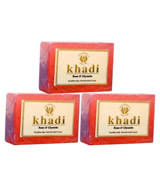 Khadi  Rose & Glycerin Handmade Soap 375 gm Pack of 3