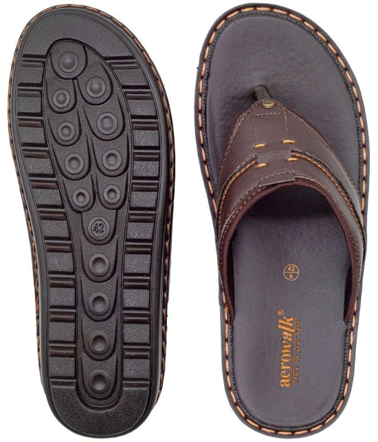 Aerowalk Brown Mens Thong Flip Flop - None