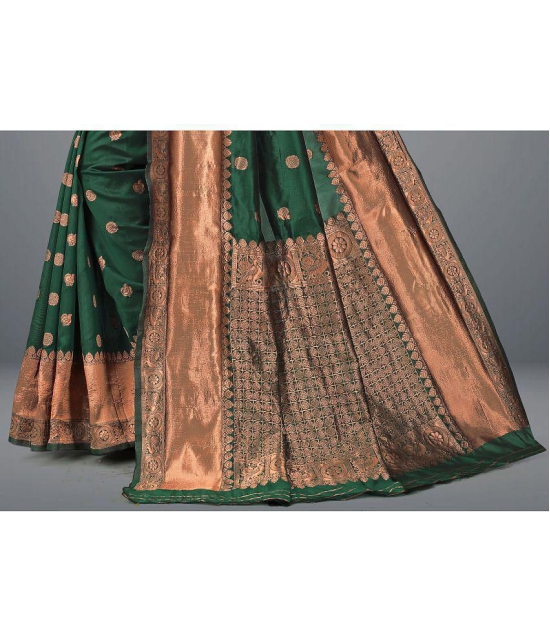 Om Shantam Sarees - Green Art Silk Saree With Blouse Piece ( Pack of 1 ) - Green