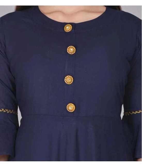 Smien - Navy Rayon Womens Anarkali Kurti ( Pack of 1 ) - None