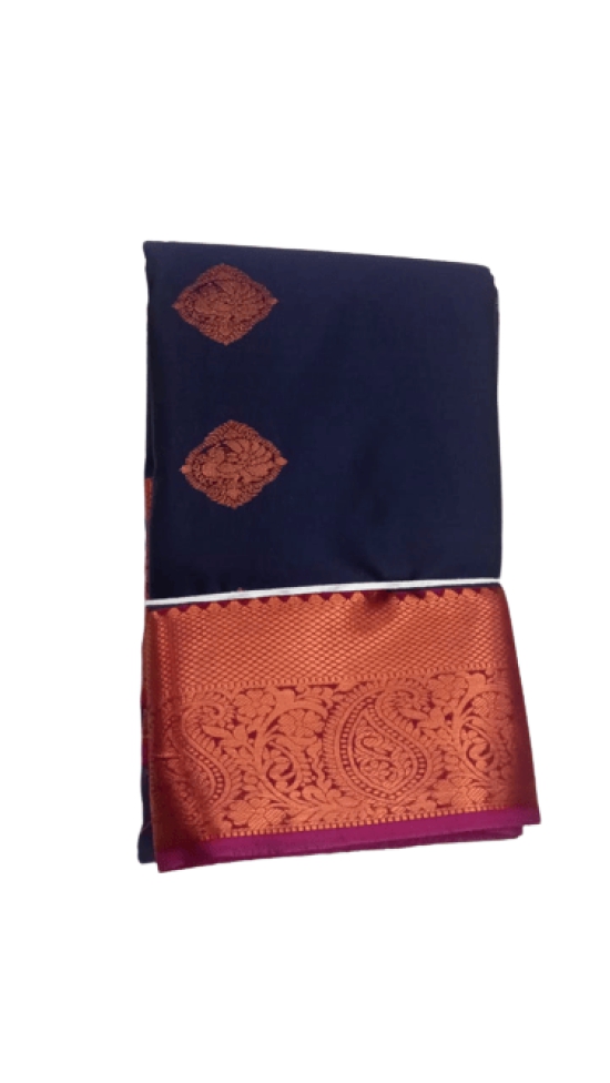 Cotton Silk Saree(Navy Blue)