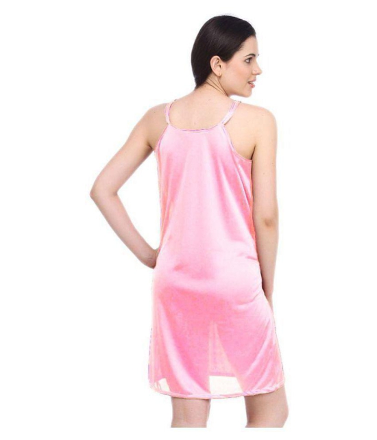 Fasense Satin Nighty & Night Gowns - Pink - None