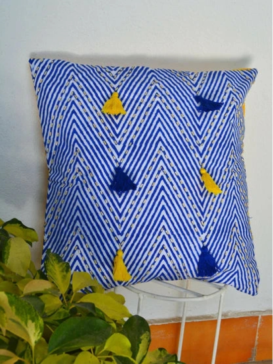 Chevron Beadwork Cushion Cover