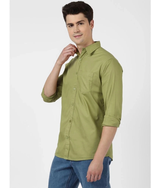 UrbanMark Men 100% Cotton Full Sleeves Regular Fit Solid Casual Shirt-Olive - None