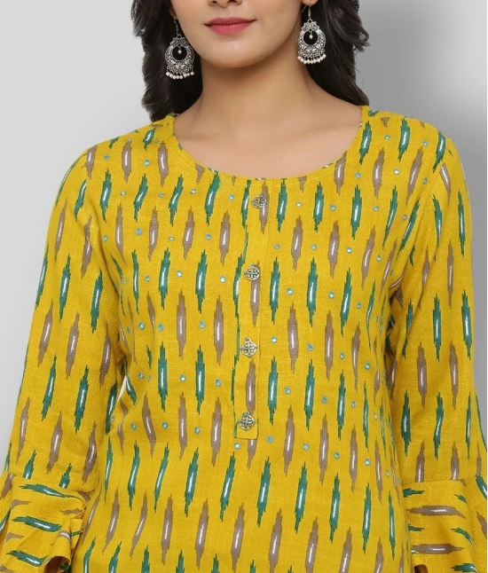 KIPEK - Yellow Rayon Womens Straight Kurti - M