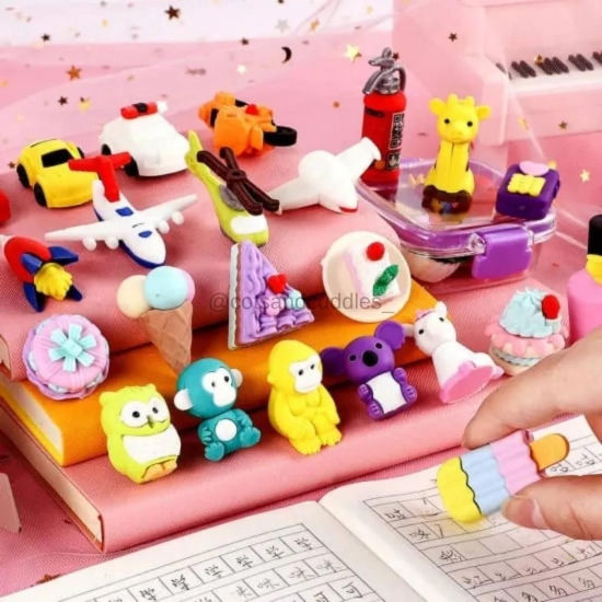 3D cartoon erasers in a box For kids School Stationary and Party Favor Gift-dino