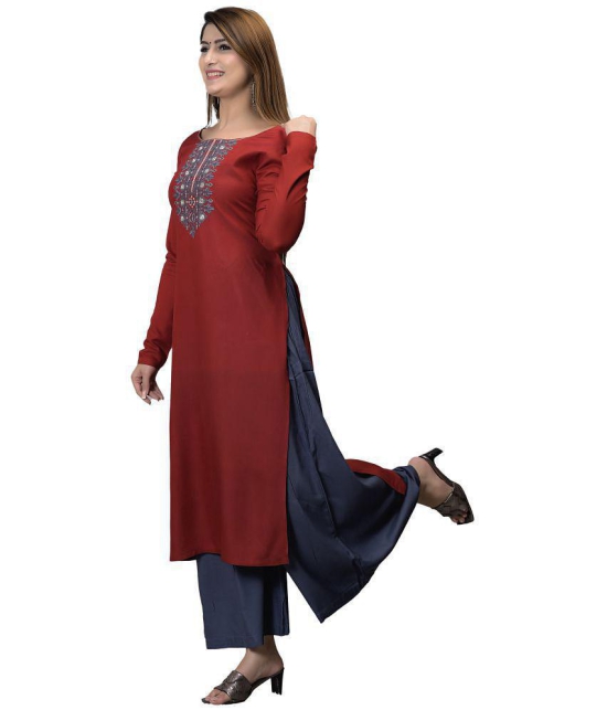 Maquien - Maroon Rayon Womens Straight Kurti - None