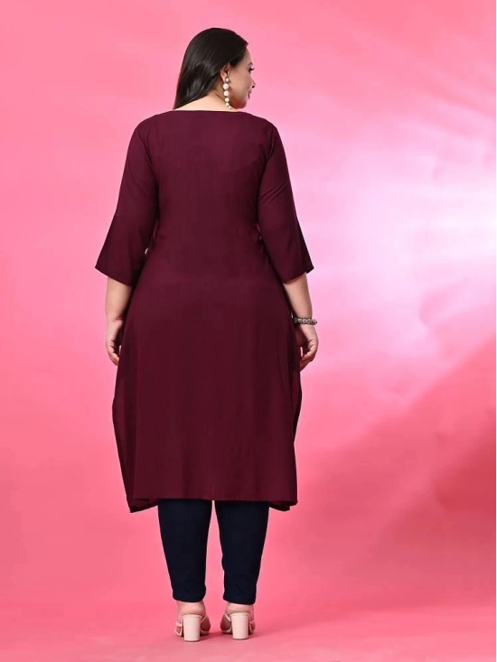 PrettyPlus by Desinoor.com Rayon Solid Straight Womens Kurti - Wine ( Pack of 1 ) - None