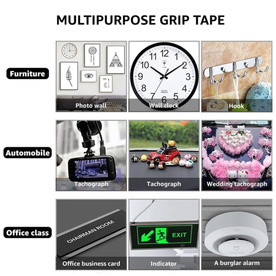 Double Sided Tape, Multipurpose Super Sticky Gel Grip Mounting Tape, 2mm Thick, 1.2 Inch Wide, Transparent (5 mtrs)