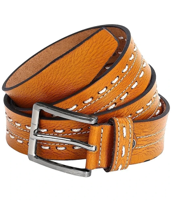 Leather World - Tan Faux Leather Mens Formal Belt ( Pack of 1 ) - None