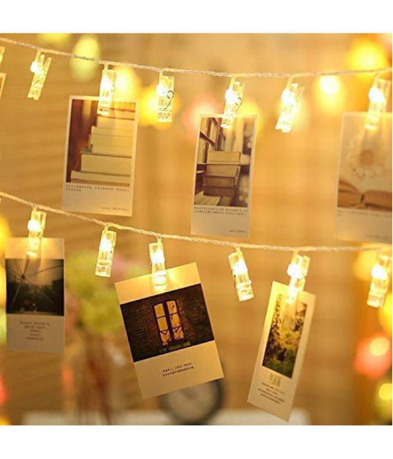 Party Propz 20 Photo Clip Fairy String Lights for Outdoor,Indoor, Anniversary, Birthday ,Diwali, Christmas Decoration,Valentine Gifts Girlfriend Or Boyfriend, Bedroom, Home Photos Light Deco