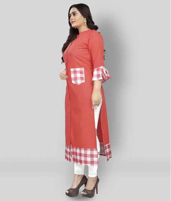 Lerkiza - Pink Cotton Womens Straight Kurti ( Pack of 1 ) - 4XL