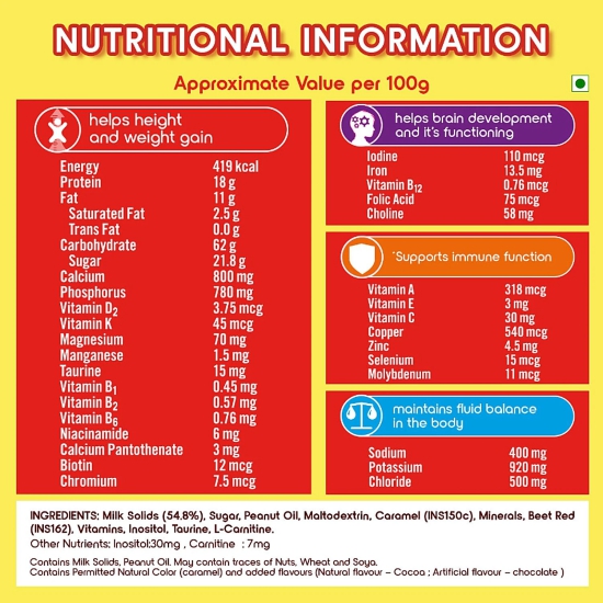 Complan Nutrition & Health Drink - Improves Concentration & Memory, Royale Chocolate Flavour, 500 G Carton