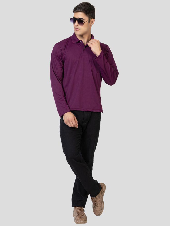 YHA - Purple Cotton Blend Regular Fit Men's Polo T Shirt ( Pack of 1 ) - None