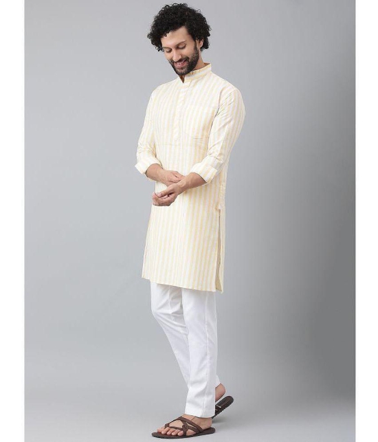 KLOSET By RIAG Cream Cotton Regular Fit Men's Kurta Pyjama Set ( Pack of 1 ) - None