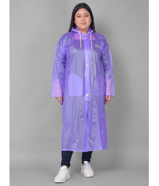 Dollar Polyester Long Raincoat - Purple - None