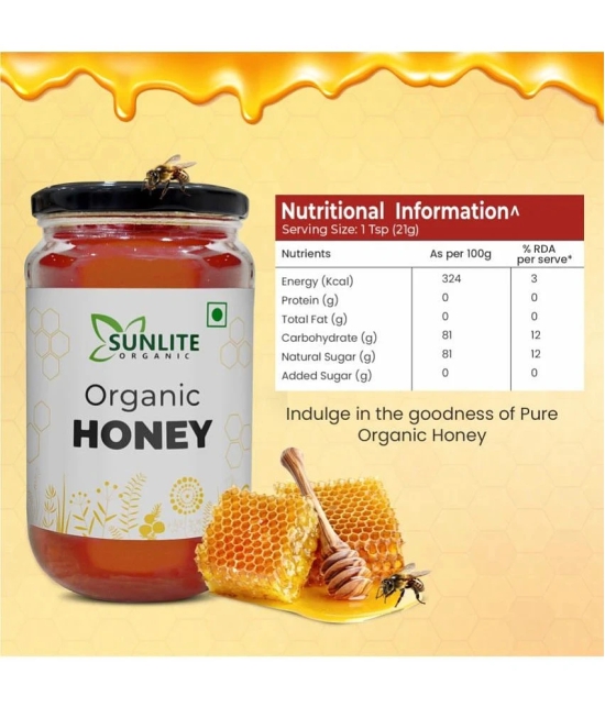 Sunlite Organic 100% Pure Organic Wildflower Honey Raw Unprocessed 500 g