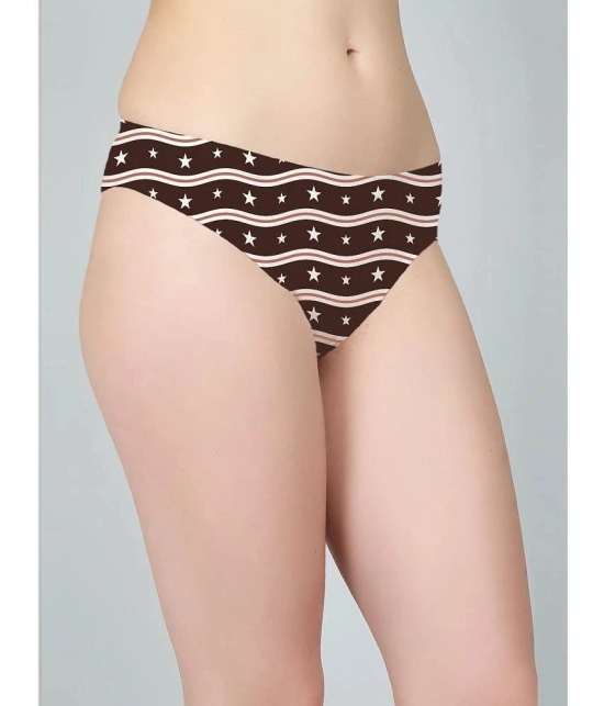 D Naked Brown Cotton Lycra Printed Womens Bikini ( Pack of 1 ) - None