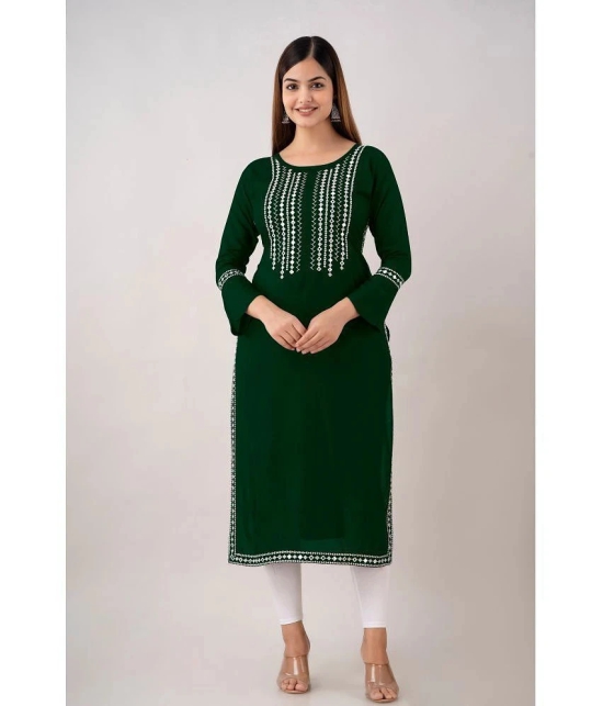 Kapadia - Green Rayon Womens Straight Kurti ( Pack of 1 ) - None