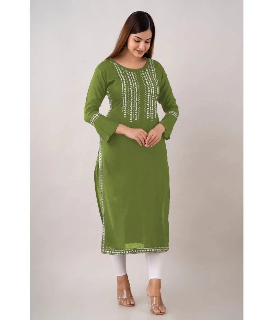 Kapadia - Green Rayon Womens Straight Kurti ( Pack of 1 ) - None