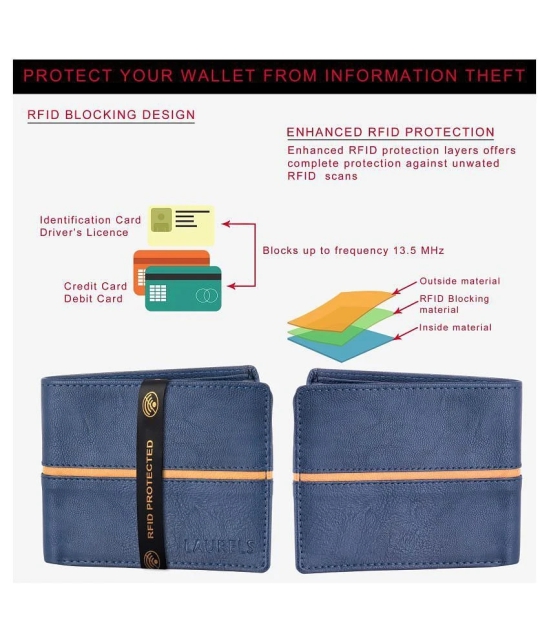 Laurels PU Blue Casual Regular Wallet