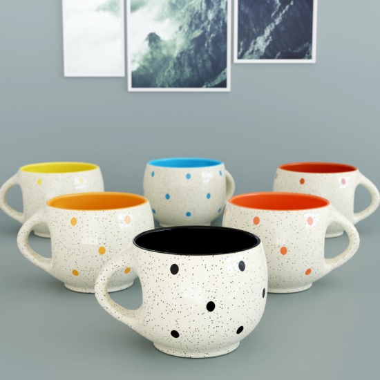 The Earth Store Ceramic Tea Cups - Set of 6, White, 80ML