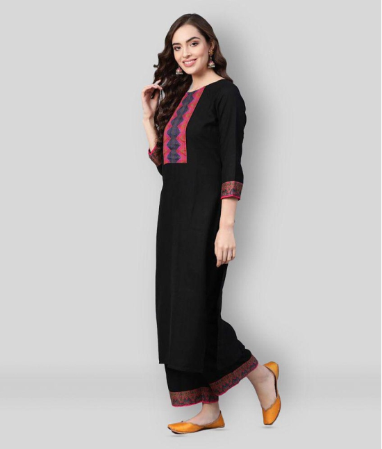 Estela - Black Straight Cotton Women's Stitched Salwar Suit ( Pack of 1 ) - XXL